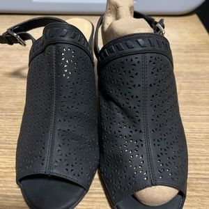 CL Laundry Chunky Heel Leatherette Sandal with Buckle